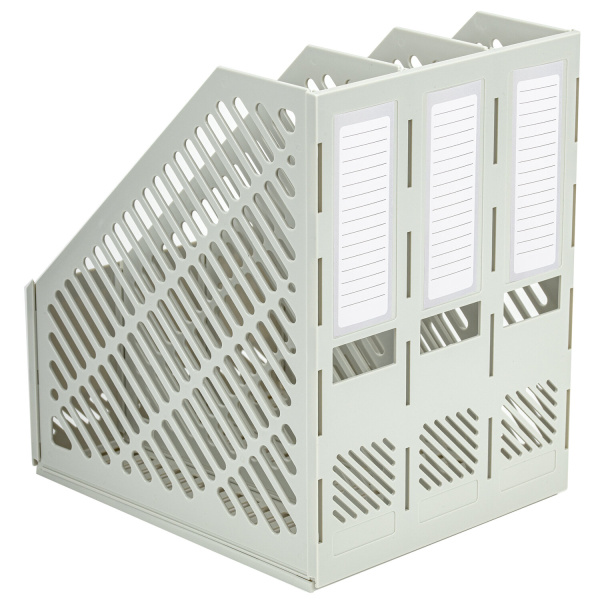 Лоток вертикальный для бумаг BRAUBERG "Office-Expert", 215 мм, 3 отделения, сборный, серый, 238018 - Лотки вертикальные (стойки-уголки)