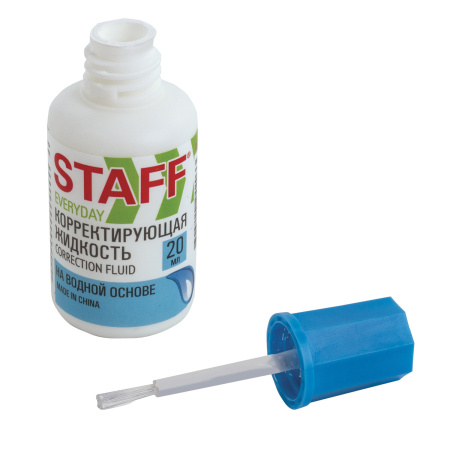 Корректирующая жидкость STAFF "EVERYDAY" на водной основе, 20 мл, с кисточкой, 228642 - Корректирующие жидкости