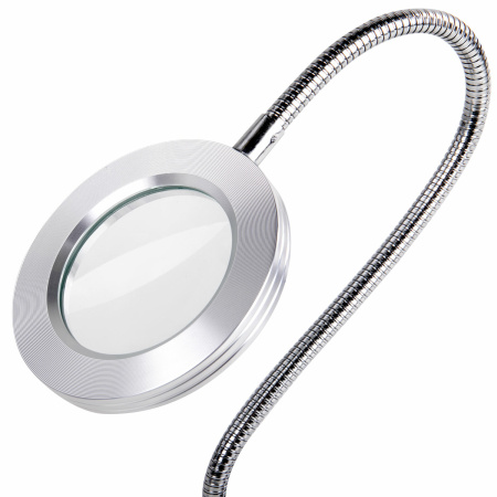 Лупа настольная на прищепке с LED ПОДСВЕТКОЙ, диаметр 75 мм, увеличение 3, BRAUBERG, 455931 - Лупы