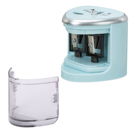 Точилка электрическая BRAUBERG DUAL (для 2 диаметров карандашей!), 4 батарейки АА, голубая, 270578 - Точилки электрические