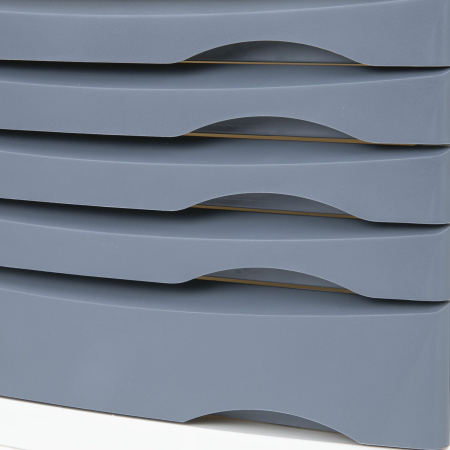 Бокс с 5 выдвижными лотками, корпус светлый, лотки серые, 235х300х355 мм, BRAUBERG "Office-Expert", 238045 - Блоки закрытых лотков для бумаг