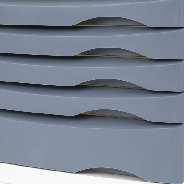 Бокс с 5 выдвижными лотками, корпус светлый, лотки серые, 235х300х355 мм, BRAUBERG "Office-Expert", 238045 - Блоки закрытых лотков для бумаг