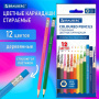Карандаши цветные стираемые с ластиком BRAUBERG ERASABLE, 12 цветов, мягкий грифель 3 мм, 181932 - Карандаши цветные