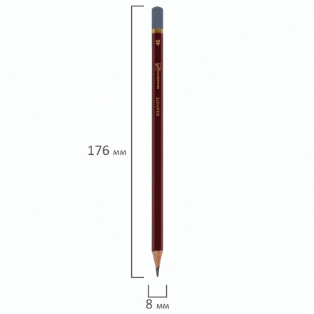 Карандаш чернографитный художественный 4B, 1 шт., BRAUBERG ART "PREMIERE", ВЫСШЕЕ КАЧЕСТВО, 181889 - Карандаши чернографитные