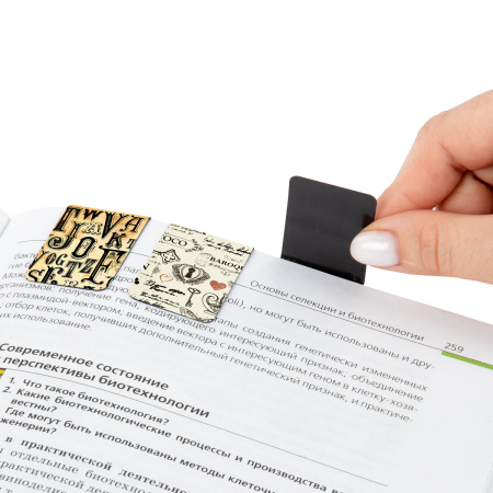 Закладки для книг МАГНИТНЫЕ, "LETTERS", набор 6 шт., 35x25 мм, BRAUBERG, 113166 - Закладки для книг