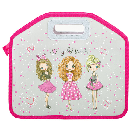 Папка-сумка ЮНЛАНДИЯ, 1 отделение, фетровые ручки, 34х30х11 см, "Girls", 271631 - Папки-сумки с ручками