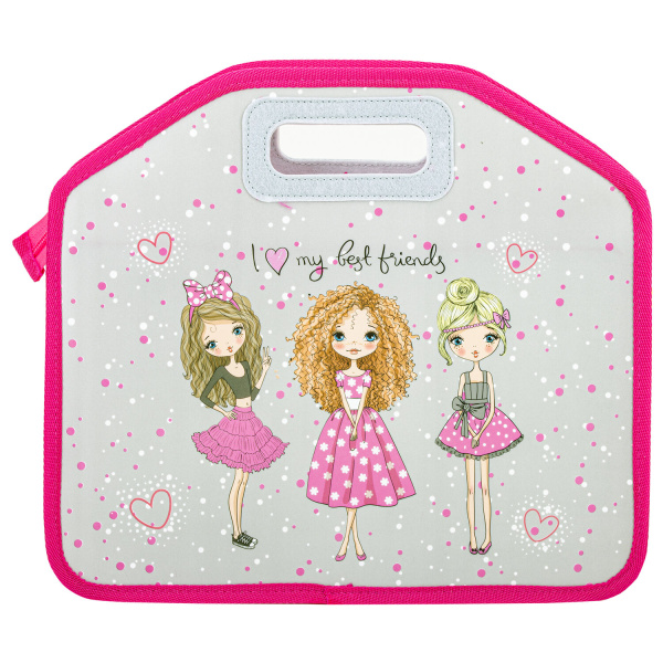 Папка-сумка ЮНЛАНДИЯ, 1 отделение, фетровые ручки, 34х30х11 см, "Girls", 271631 - Папки-сумки с ручками