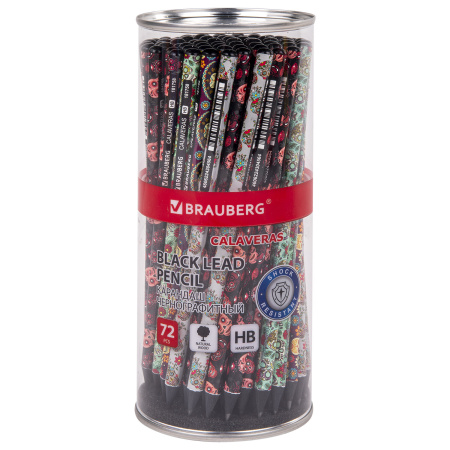 Карандаш чернографитный BRAUBERG "CALAVERAS", 1 шт., HB, корпус ассорти, 181758 - Карандаши чернографитные