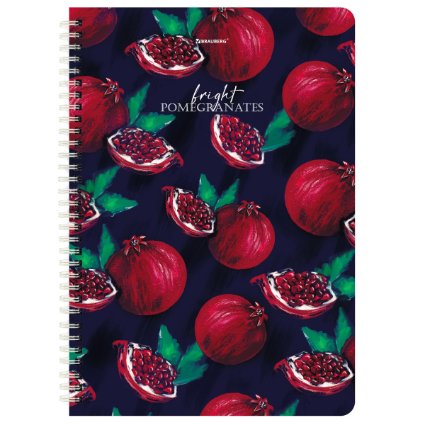 Тетради КОМПЛЕКТ 2 шт., А4, 96 л., BRAUBERG гребень, клетка, глянцевый лак, "Гранаты", 404389 - Тетради формата А4