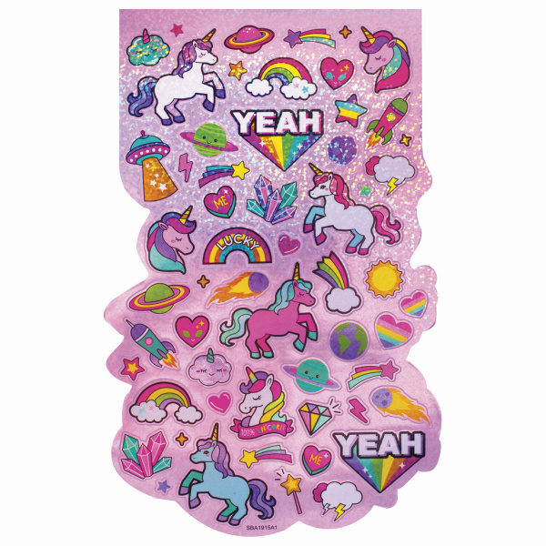 Альбом со сверкающими наклейками "Единороги", 4 листа, более 250 шт., склейка, ЮНЛАНДИЯ, 662698 - Альбомы и папки для рисования
