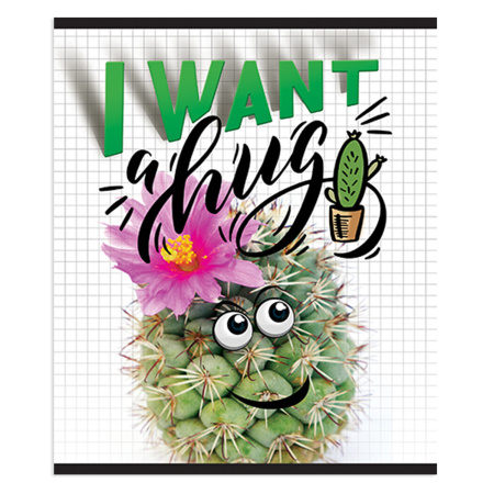 Тетрадь А5, 48 л., ПЗБМ, скоба, клетка, конгрев, выборочный TWIN лак, "Приколись - Кактус" (5 видов), 028214 - Тетради 40-48 листов