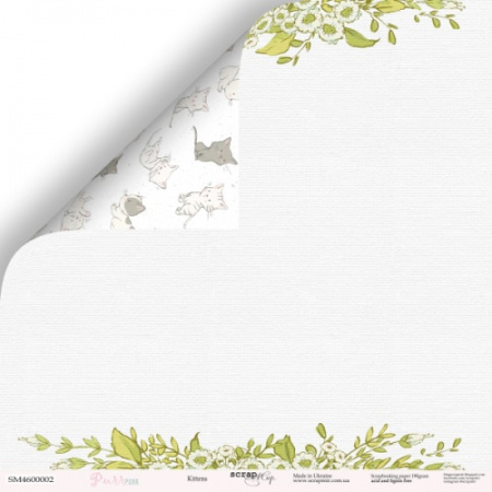Лист двусторонней бумаги "Котята" из коллекции "Pur Pur" 30*30 см от Scrapmir - Бумага полистно