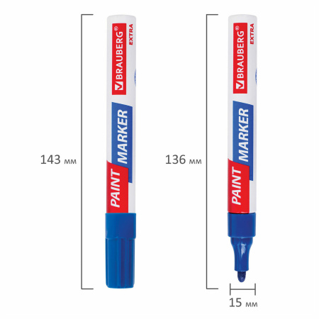 Маркер-краска лаковый EXTRA (paint marker) 4 мм, СИНИЙ, УСИЛЕННАЯ НИТРО-ОСНОВА, BRAUBERG, 151983 - Маркеры-краски лаковые