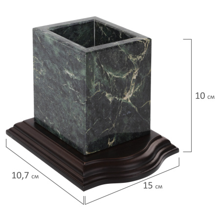 Набор настольный GALANT из мрамора, 7 предметов, зеленый мрамор/отделка красное дерево, 231485 - Настольные наборы и аксессуары из мрамора