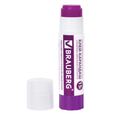 Клей-карандаш BRAUBERG, 15 г, обесцвечивающийся после высыхания, 1 шт, 220874