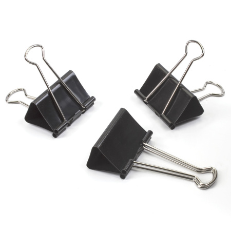 Зажимы для бумаг большие STAFF "EVERYDAY", КОМПЛЕКТ 12 шт., 51 мм, на 230 листов, черные, картонная коробка, 224610 - Зажимы для бумаг