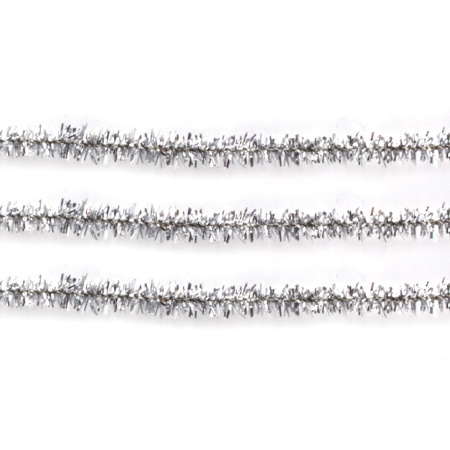 Проволока синельная для творчества "Блестящая", серебряная, 30 шт., 0,6х30 см, ОСТРОВ СОКРОВИЩ, 661544 - Проволока синельная (пушистая)