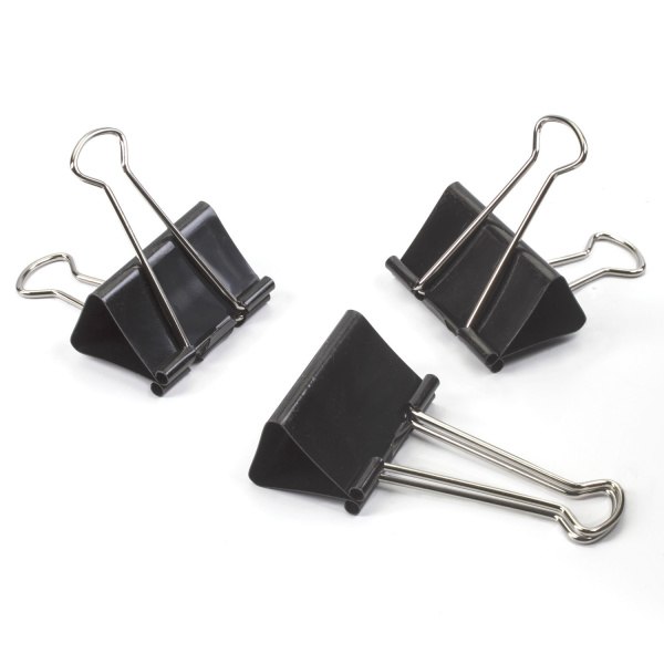 Зажимы для бумаг большие STAFF "EVERYDAY", КОМПЛЕКТ 12 шт., 51 мм, на 230 листов, черные, картонная коробка, 224610 - Зажимы для бумаг