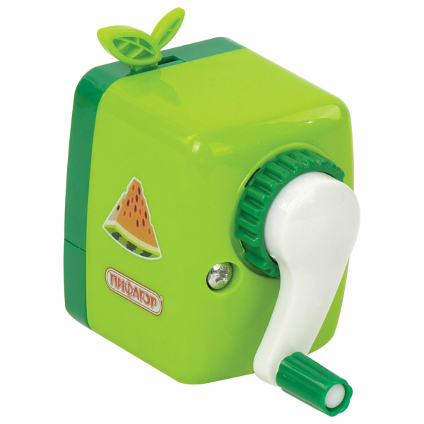 Точилка механическая ПИФАГОР "Арбуз", корпус зелёный/красный, 270427 - Точилки механические
