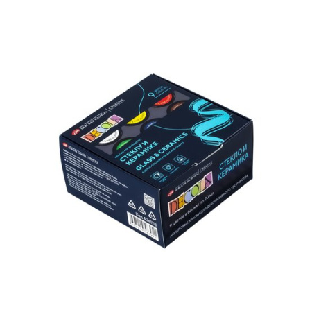 Набор акриловых красок стекло/керамика картон  9 шт х 20 мл "Decola"
