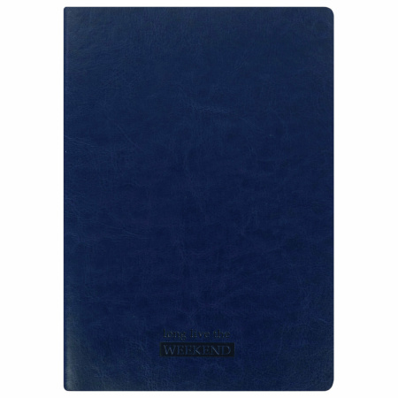 Тетрадь 60 л. в клетку обложка гладкий кожзам, сшивка, B5 (179х250мм), ТЕМНО-СИНИЙ, BRAUBERG VIVA, 403897 - Тетради более 60 листов