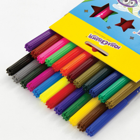 Фломастеры ЮНЛАНДИЯ 24 цвета, "ЗАБАВНЫЕ КАРТИНКИ", вентилируемый колпачок, картон, 151680 - Фломастеры классические