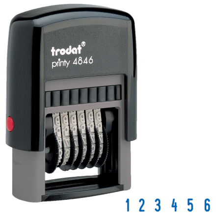 Нумератор 6-разрядный, оттиск 25х4 мм, синий, TRODAT 4846, корпус черный - Нумераторы