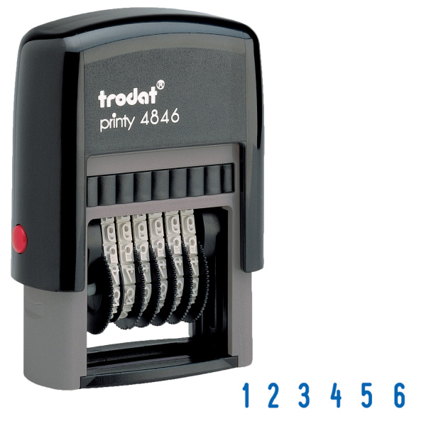 Нумератор 6-разрядный, оттиск 25х4 мм, синий, TRODAT 4846, корпус черный - Нумераторы