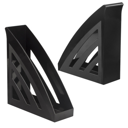 Лоток вертикальный для бумаг BRAUBERG "Office style", 245х90х285 мм, черный, 237278 - Лотки вертикальные (стойки-уголки)