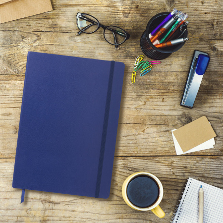 Блокнот БОЛЬШОЙ ФОРМАТ (180х250 мм) В5, BRAUBERG ULTRA, балакрон, 80 г/м2, 96 л., клетка, темно-синий, 113061 - Бизнес-блокноты и бизнес-тетради