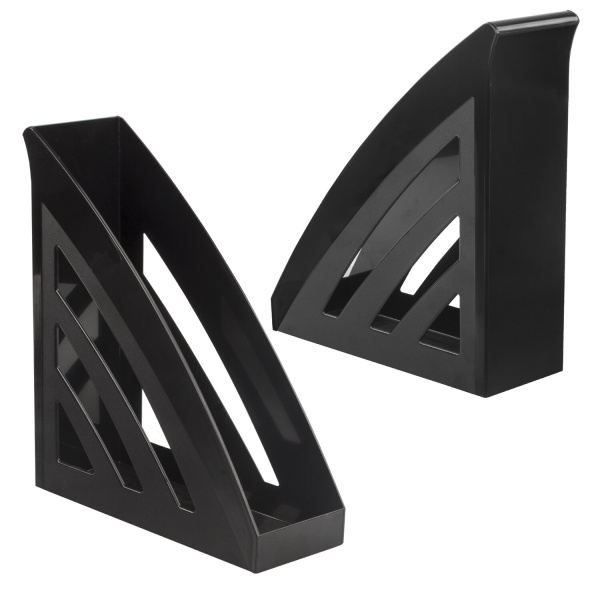 Лоток вертикальный для бумаг BRAUBERG "Office style", 245х90х285 мм, черный, 237278 - Лотки вертикальные (стойки-уголки)