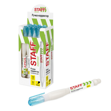 Ручка-корректор STAFF "EVERYDAY", 5 мл, металлический наконечник, круглый корпус, 227567 - Корректирующие ручки