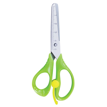 Ножницы ПИФАГОР, 130 мм, с усилителем, линейкой, зеленые, в картонной упаковке с европодвесом, 236857 - Ножницы детские