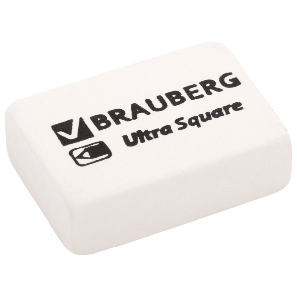 Ластики BRAUBERG "Ultra Square" 6 шт., размер ластика 29х18х8 мм, белые, натуральный каучук, 229603 - Ластики классические