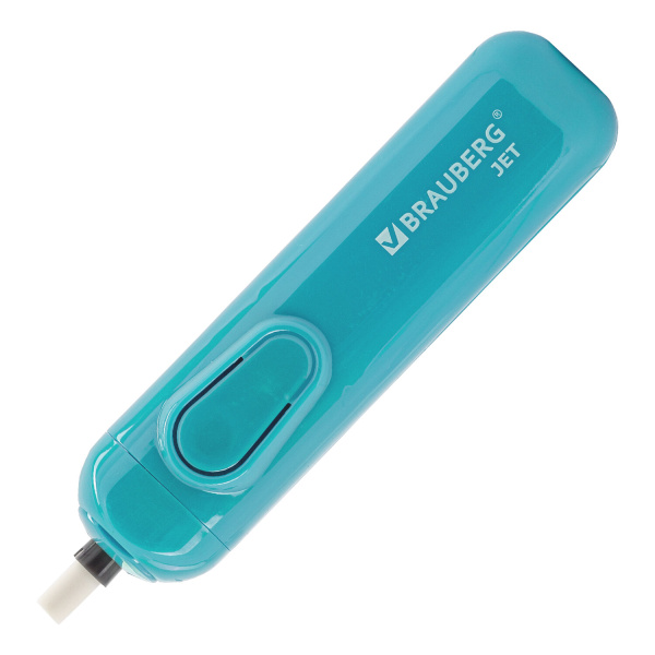 Ластик электрический BRAUBERG "JET", питание от 2 батареек ААА, 8 сменных ластиков, голубой, 229612 - Ластики электрические