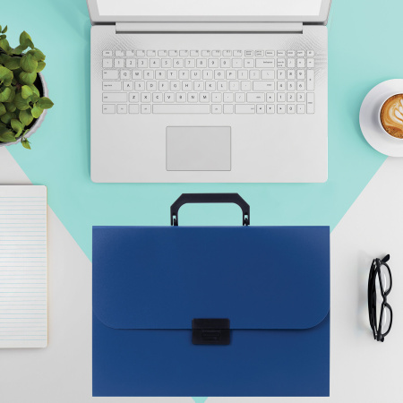 Портфель пластиковый STAFF А4 (330х235х36 мм), 7 отделений, индексные ярлыки, синий, 229242 - Портфели пластиковые