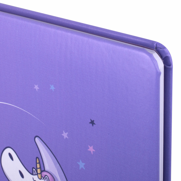 Дневник 1-11 класс 48 л., кожзам (твердая с поролоном), печать, наклейки, ЮНЛАНДИЯ, "Sleepy Unicorn", 106188 - Дневники для младших классов