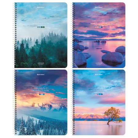 Тетрадь А5, 96 л., BRAUBERG, гребень, клетка, "Travel" (микс в спайке), 404426 - Тетради более 60 листов