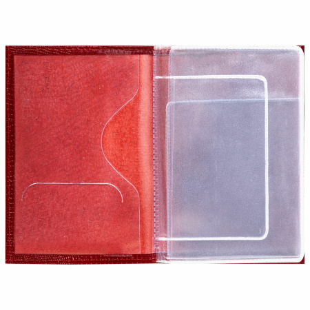 Обложка для автодокументов натуральная кожа ящерица, без тиснения, красная, BRAUBERG, 238191 - Обложки для автодокументов и бумажники водителя