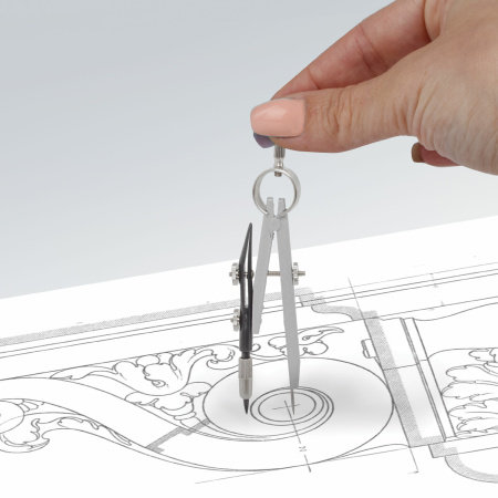 Готовальня BRAUBERG "Architect", 8 предметов: циркуль + кронциркуль, вставки + держатель, отвёртка, точилка, грифель, 210659 - Циркули и готовальни