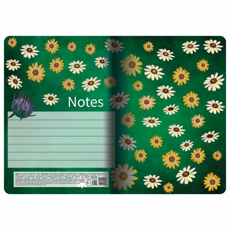 Тетрадь 40 л. в клетку обложка SoftTouch, бежевая бумага 70 г/м2, сшивка, А5 (147х210 мм), RED FLOWERS, BRAUBERG, 403784 - Тетради 40-48 листов