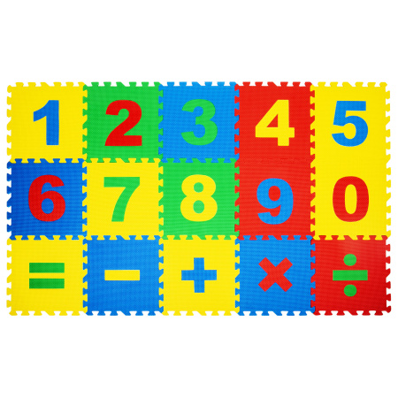 Коврик-пазл напольный 1,5х0,9 м, мягкий, "Учим цифры", 15 частей 30х30 см, толщина 1 см, ЮНЛАНДИЯ, 664659 - Игрушки развивающие