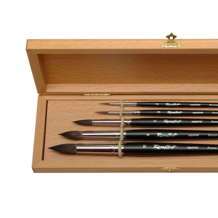 Набор №1 Roubloff 5 кистей из белки буковый пенал - Кисти художественные в наборах