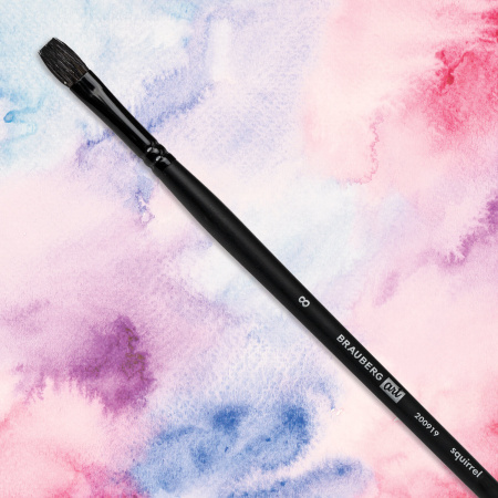 Кисть художественная проф. BRAUBERG ART CLASSIC, белка, плоская, № 8, длинная ручка, 200919 - Кисти художественные из натурального волоса