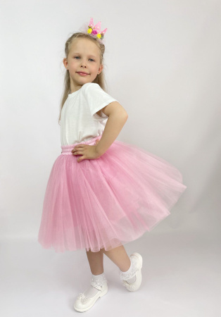 Юбка нарядная из фатина светло-розовая