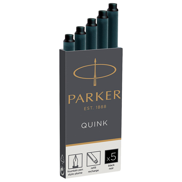 Картриджи чернильные PARKER "Cartridge Quink", КОМПЛЕКТ 5 штук, черные, 1950382 - Картриджи чернильные и чернила для письма и черчения