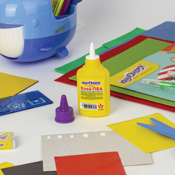 Клей ПВА ЮНЛАНДИЯ (бумага, картон, дерево), 45 г, 227379 - Клей ПВА