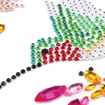 Наклейки готовые из страз КОЛИБРИ, 4 декоративных элемента, 9,5х15,5 см, ОСТРОВ СОКРОВИЩ, 661558 - Наклейки для творчества