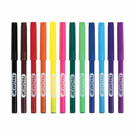 Фломастеры ПИФАГОР,  "ЕДИНОРОГ" 12 цветов, вентилируемый колпачок, 152448 - Фломастеры классические