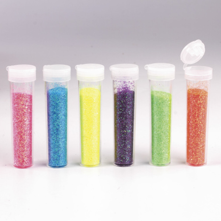 Блестки (глиттер) для декора, поделок, DIY, творчества, оформления, ОСТРОВ СОКРОВИЩ, НАБОР НЕОН, 6 цветов по 6,5 грамм, блистер, 662221 - Блестки для декора